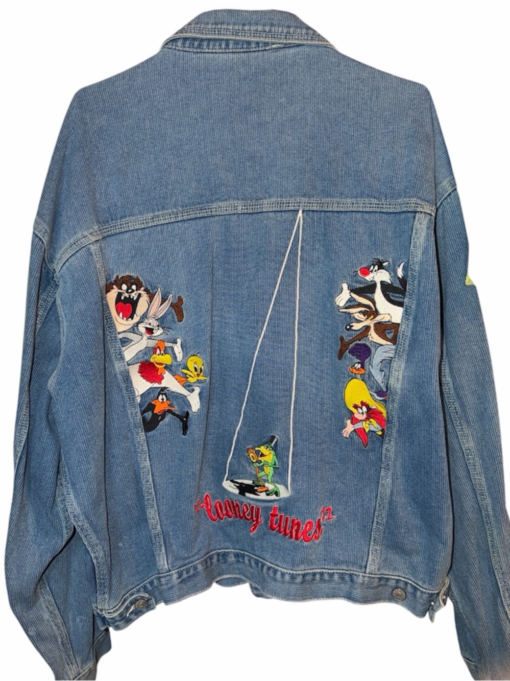 VTG Warner Bros. Looney Tunes Blue/Yellow Denim Jacket, Size XL